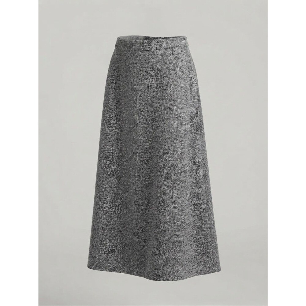 Vintage 90s Y2K Goodclothes Gray Tweed Long Skirt Womens M Speckled Slit Pencil